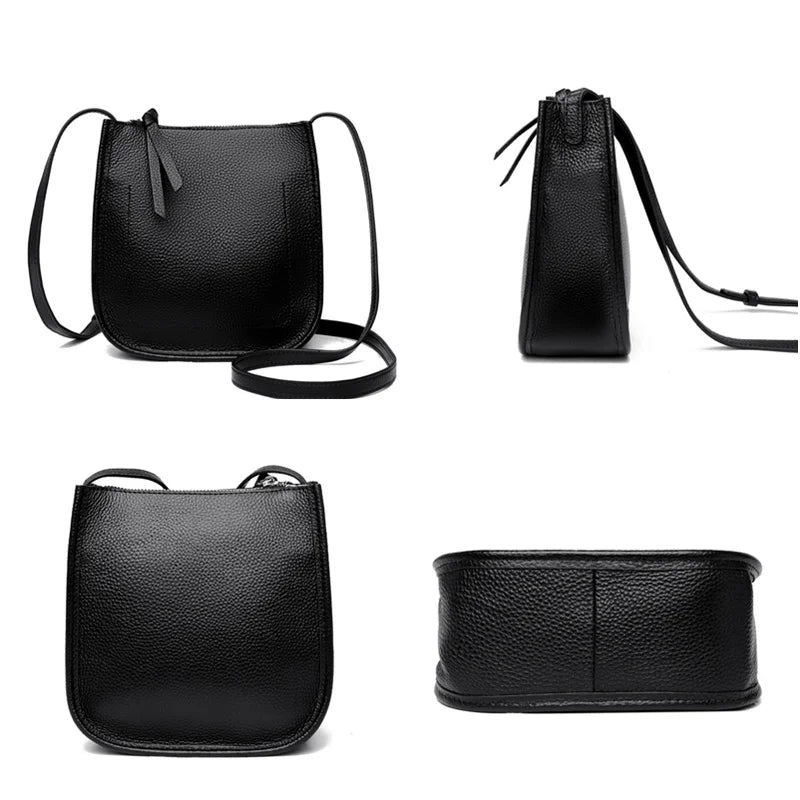 Women's Genuine Leather Shoulder Crossbody Bags Fashion Solid Color Soft Cow Leather Ladies Handbag Female Small Phone Bag purse