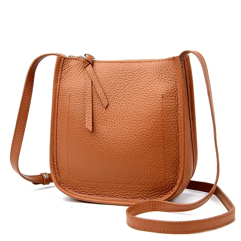 Women's Genuine Leather Shoulder Crossbody Bags Fashion Solid Color Soft Cow Leather Ladies Handbag Female Small Phone Bag purse