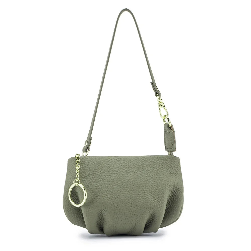 Women's Genuine Leather Small Dumpling Mini Shoulder Fashion Chain Crossbody Bag Coin Purse
