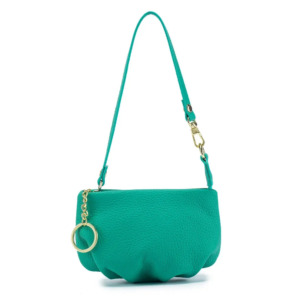 Women's Genuine Leather Small Dumpling Mini Shoulder Fashion Chain Crossbody Bag Coin Purse