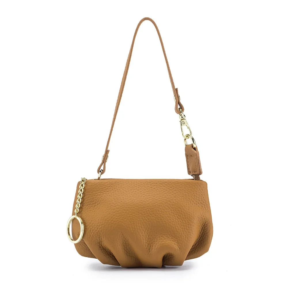 Women's Genuine Leather Small Dumpling Mini Shoulder Fashion Chain Crossbody Bag Coin Purse