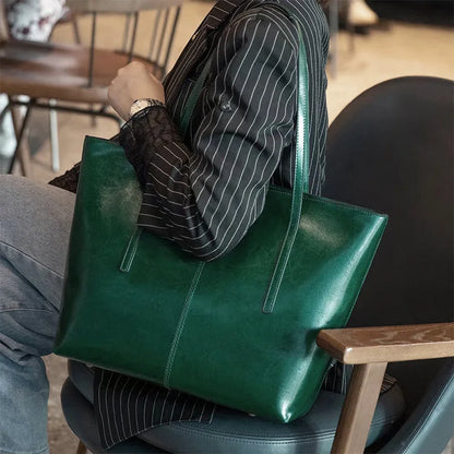 Women's Genuine Leather Tote Bag Designer Luxury Handbags Female Large Capacity Leisure Commuter Purses Fashion Ladies Bolsas