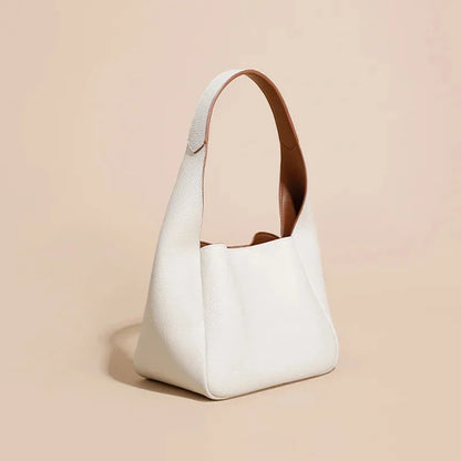 Women's Genuine Leather Vegetable Basket First-layer Cowhide Bucket 2024 High-end Shoulder Niche Design Armpit Bag