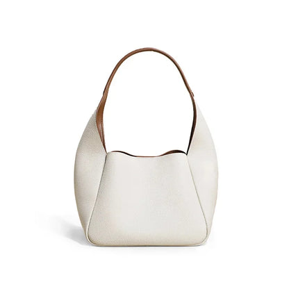Women's Genuine Leather Vegetable Basket First-layer Cowhide Bucket 2024 High-end Shoulder Niche Design Armpit Bag