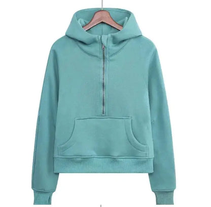 Women's Half Zipper Pullover Fleece Hoodie Sweatshirts 2024 Fitness New Arrivals