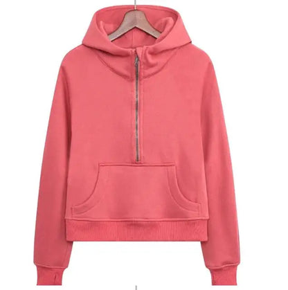 Women's Half Zipper Pullover Fleece Hoodie Sweatshirts 2024 Fitness New Arrivals