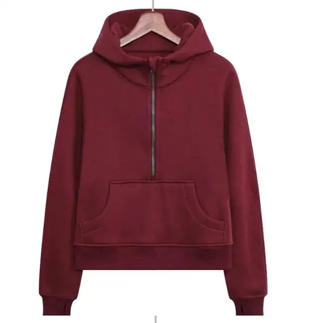 Women's Half Zipper Pullover Fleece Hoodie Sweatshirts 2024 Fitness New Arrivals