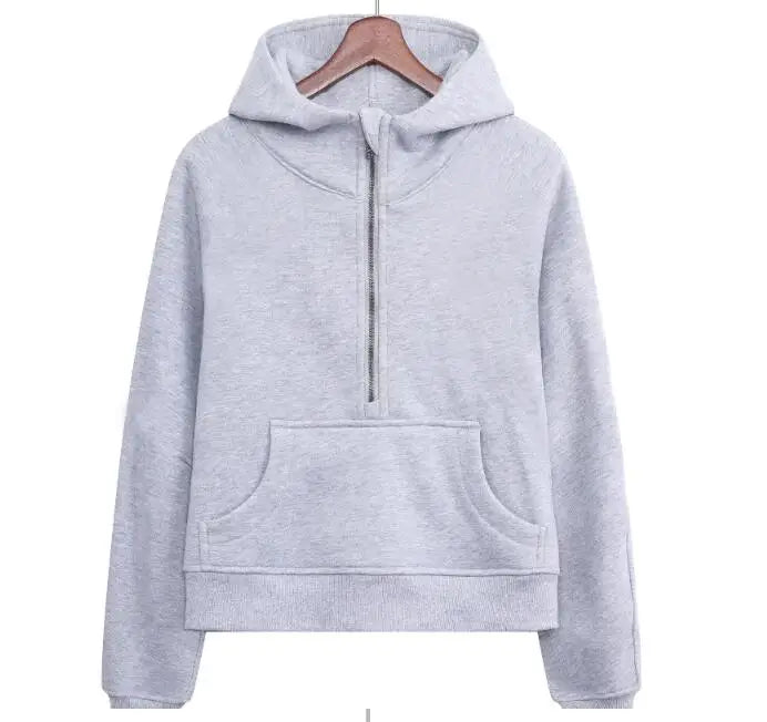 Women's Half Zipper Pullover Fleece Hoodie Sweatshirts 2024 Fitness New Arrivals