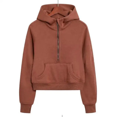 Women's Half Zipper Pullover Fleece Hoodie Sweatshirts 2024 Fitness New Arrivals