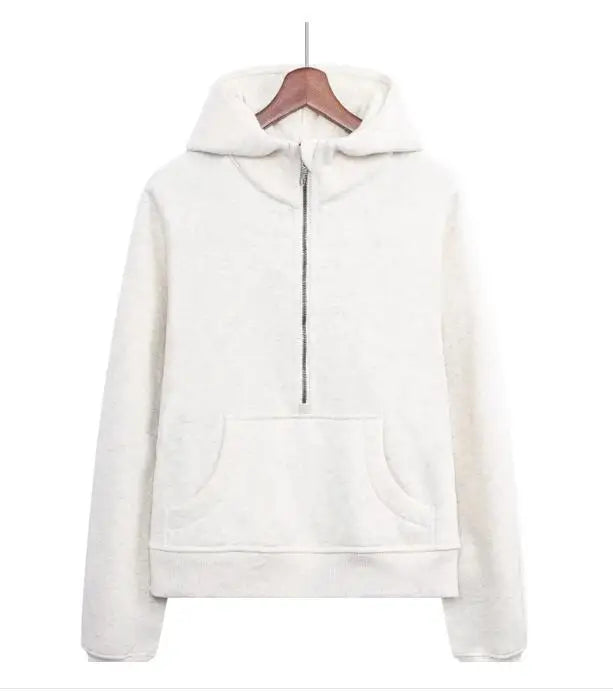 Women's Half Zipper Pullover Fleece Hoodie Sweatshirts 2024 Fitness New Arrivals