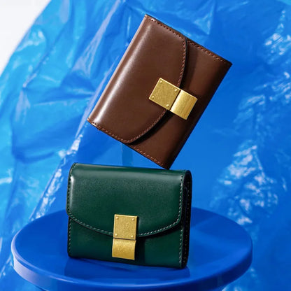 Women's Hand Spring and Summer New Korean Version of Leather Bean Curd Multi-card Wallet Bag Gift Simple