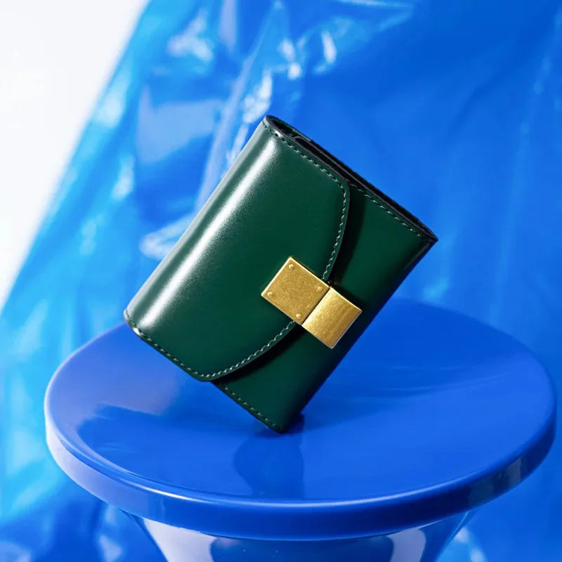 Women's Hand Spring and Summer New Korean Version of Leather Bean Curd Multi-card Wallet Bag Gift Simple