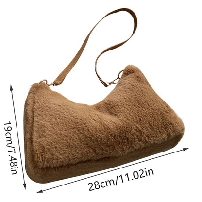 Women's Handbag All-matching Shoulder Bag Stylish Underarm Bag Fashion Crossbody Bag Large Capacity Purse Plush-Tote Bag