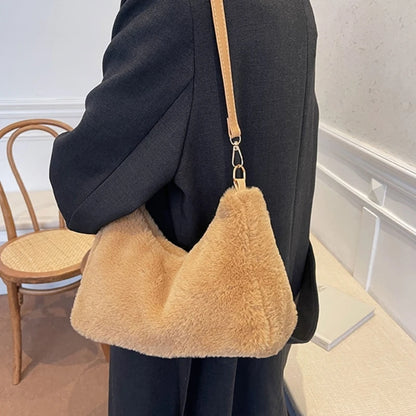 Women's Handbag All-matching Shoulder Bag Stylish Underarm Bag Fashion Crossbody Bag Large Capacity Purse Plush-Tote Bag