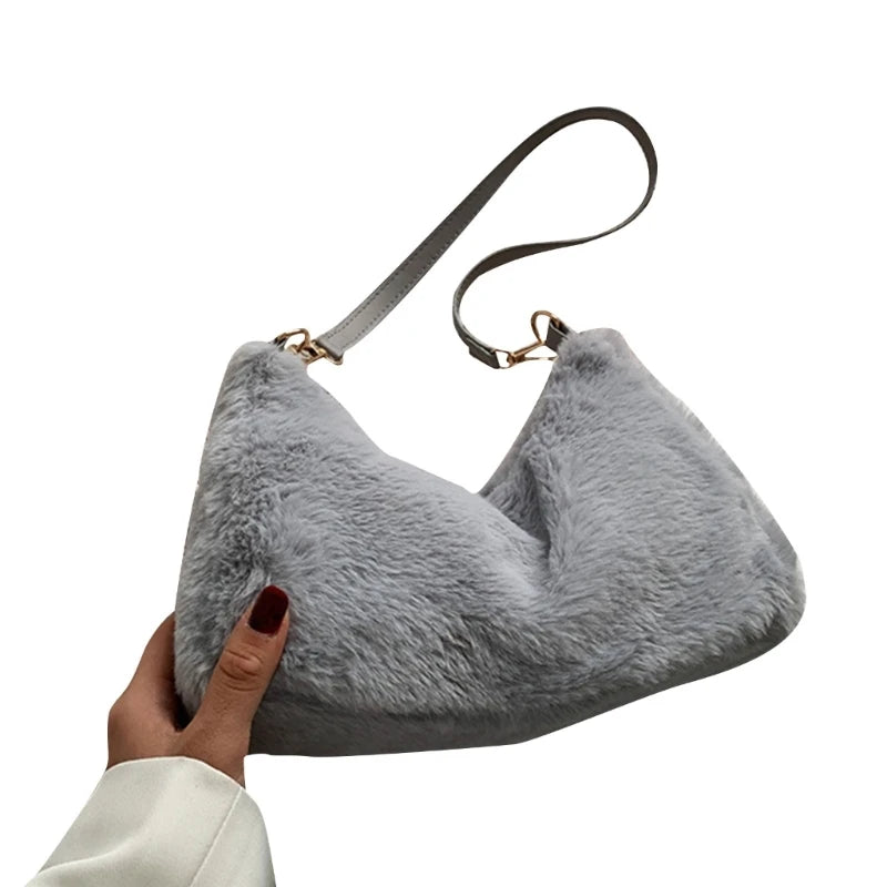 Women's Handbag All-matching Shoulder Bag Stylish Underarm Bag Fashion Crossbody Bag Large Capacity Purse Plush-Tote Bag