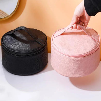 Women's Handheld Stereoscopic Black Cylindrical Pink Beign Bag