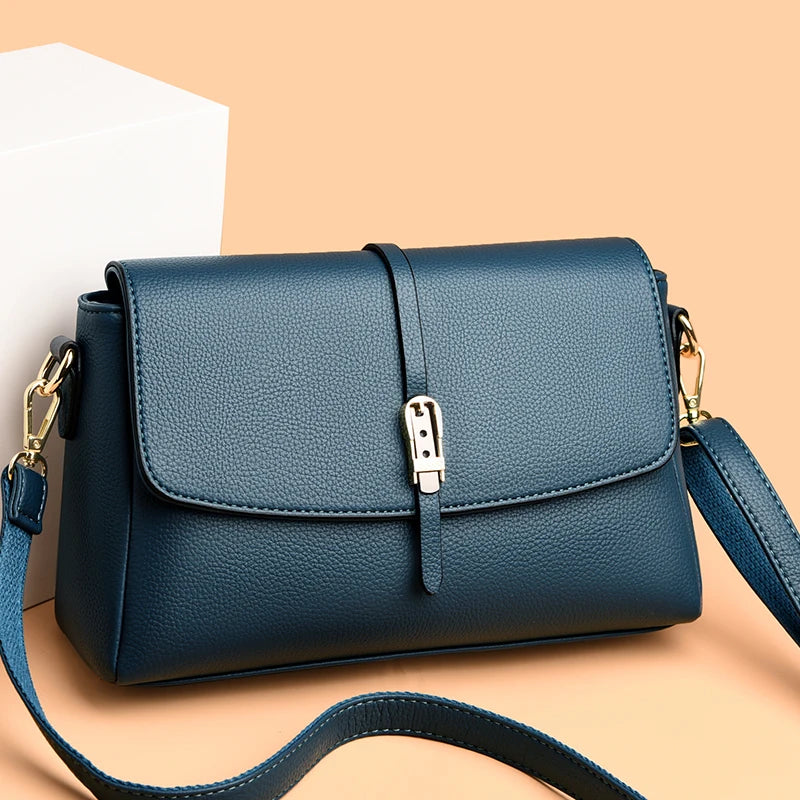 Women's High Quality PU Leather Flap Shoulder Bags 2023 Ladies Designer Retro Casual Small Square Bags Simple Diagonal Handbags