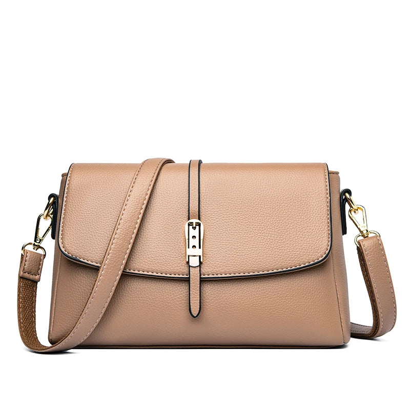 Women's High Quality PU Leather Flap Shoulder Bags 2023 Ladies Designer Retro Casual Small Square Bags Simple Diagonal Handbags