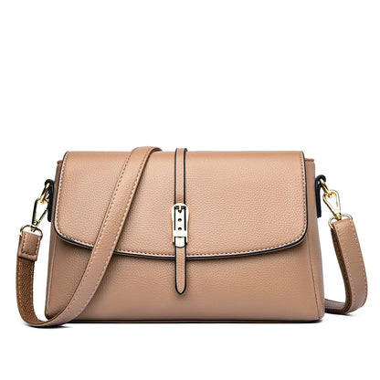 Women's High Quality PU Leather Flap Shoulder Bags 2023 Ladies Designer Retro Casual Small Square Bags Simple Diagonal Handbags