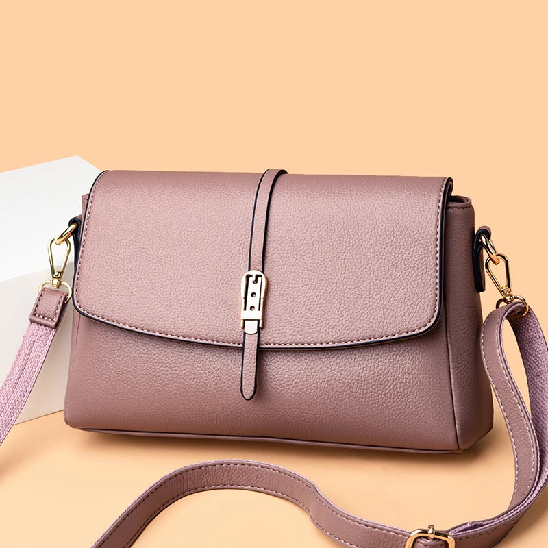 Women's High Quality PU Leather Flap Shoulder Bags 2023 Ladies Designer Retro Casual Small Square Bags Simple Diagonal Handbags