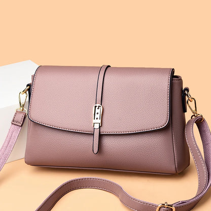Women's High Quality PU Leather Flap Shoulder Bags 2023 Ladies Designer Retro Casual Small Square Bags Simple Diagonal Handbags