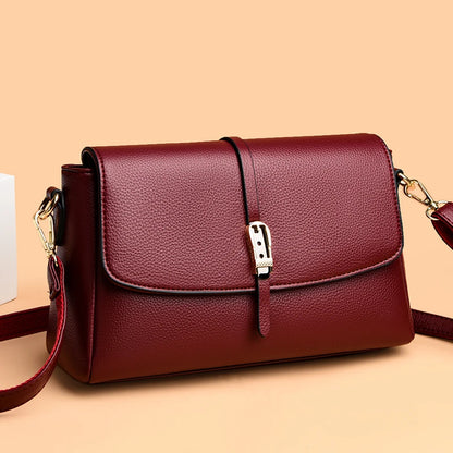 Women's High Quality PU Leather Flap Shoulder Bags 2023 Ladies Designer Retro Casual Small Square Bags Simple Diagonal Handbags
