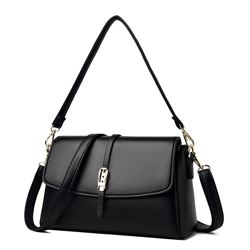 Women's High Quality PU Leather Flap Shoulder Bags 2023 Ladies Designer Retro Casual Small Square Bags Simple Diagonal Handbags