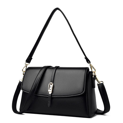 Women's High Quality PU Leather Flap Shoulder Bags 2023 Ladies Designer Retro Casual Small Square Bags Simple Diagonal Handbags