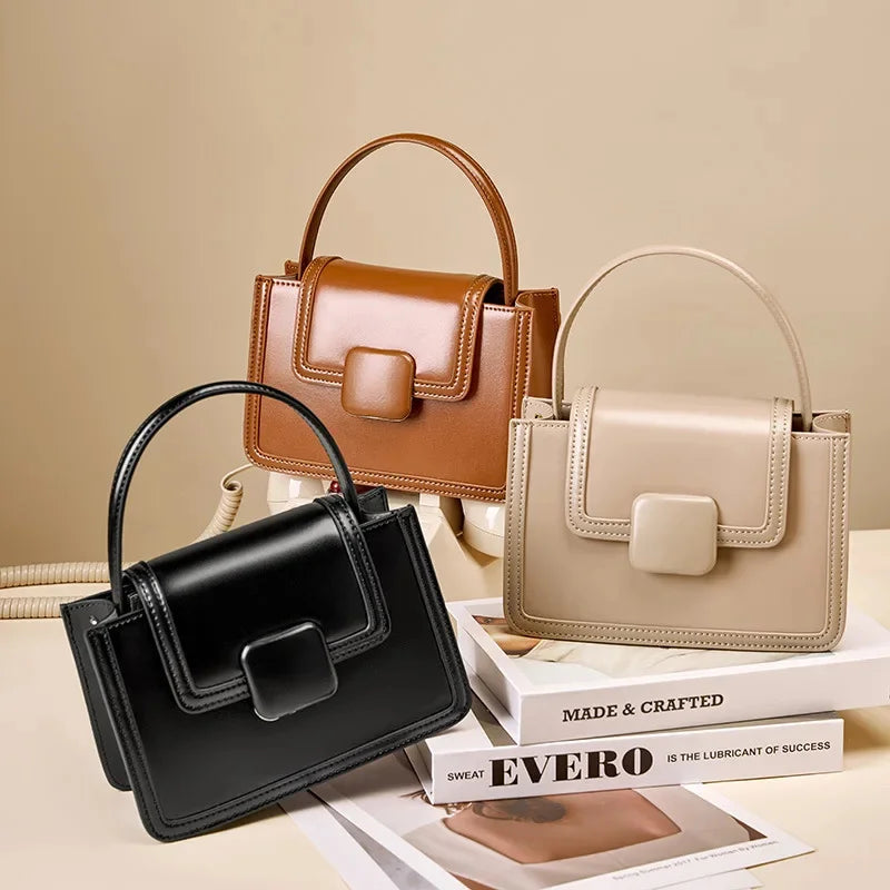 Women's High-end Genuine Leather Messenger New Cute One-shoulder Small Texture Niche Fashion Handbags Underarm Bag