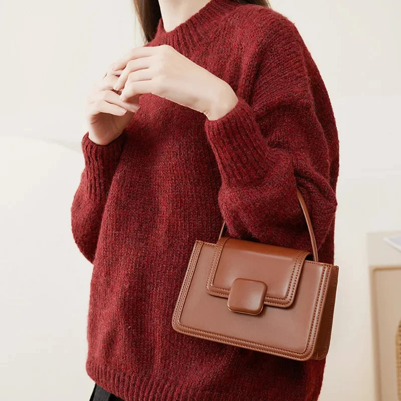 Women's High-end Genuine Leather Messenger New Cute One-shoulder Small Texture Niche Fashion Handbags Underarm Bag