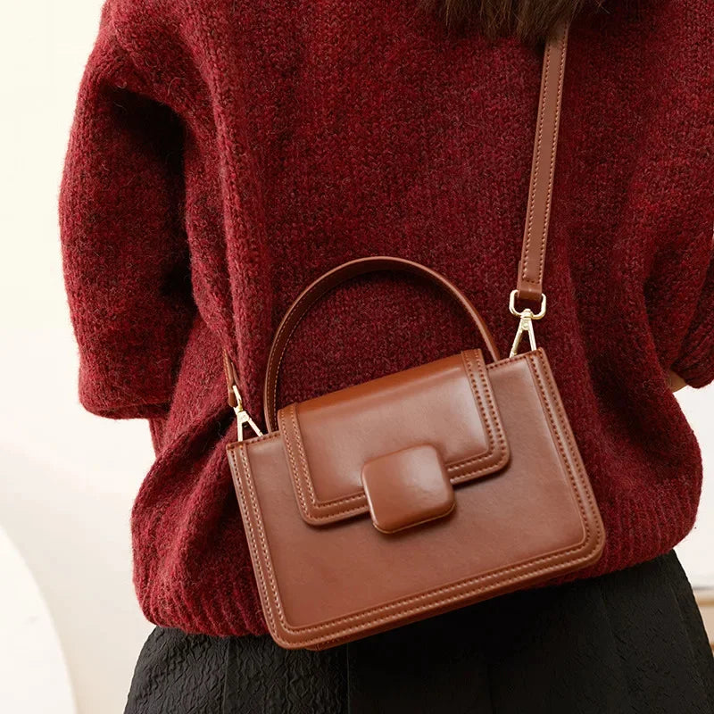 Women's High-end Genuine Leather Messenger New Cute One-shoulder Small Texture Niche Fashion Handbags Underarm Bag