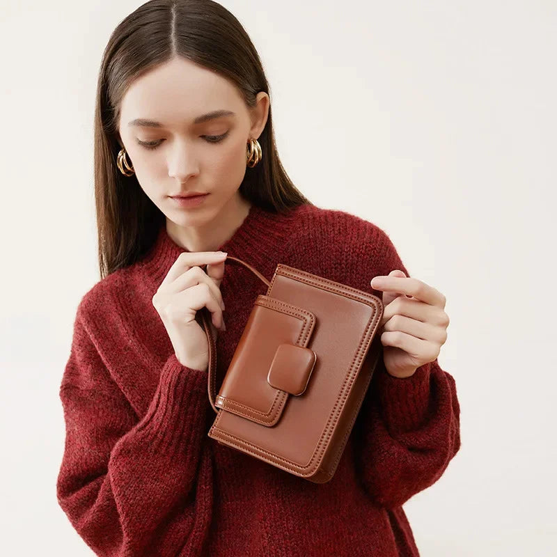 Women's High-end Genuine Leather Messenger New Cute One-shoulder Small Texture Niche Fashion Handbags Underarm Bag