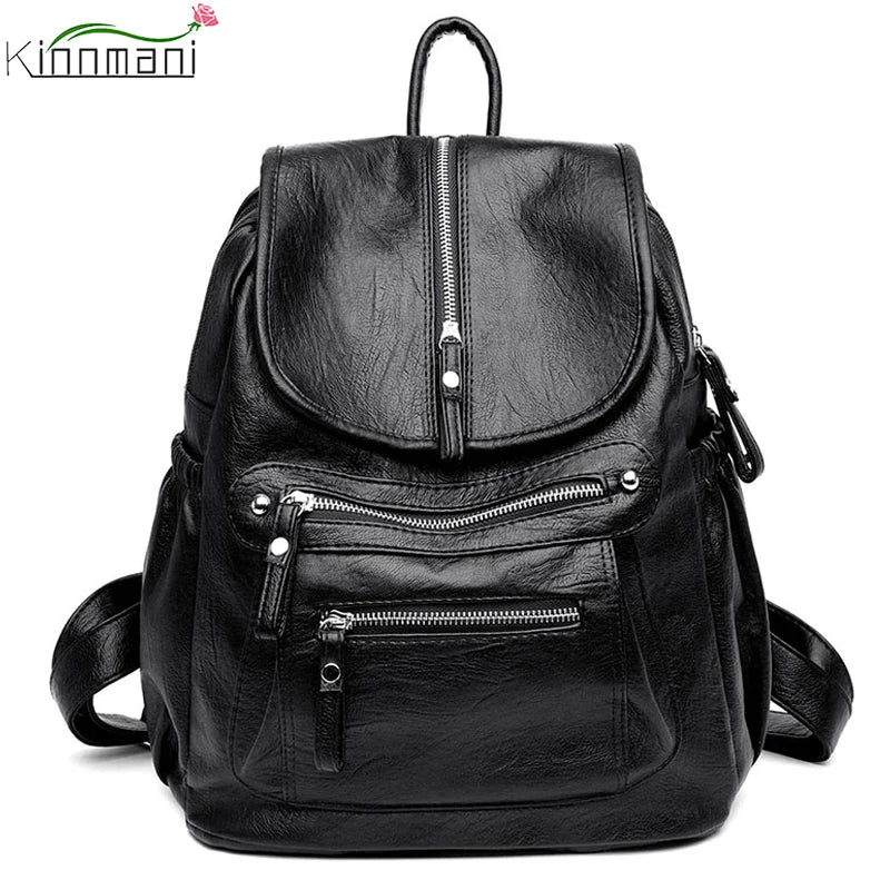 Women's High-quality Leather Backpack Vintage Women's Shoulder Bags Women's Travel Backpack Backpacks women's Schoolbags 2024