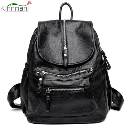 Women's High-quality Leather Backpack Vintage Women's Shoulder Bags Women's Travel Backpack Backpacks women's Schoolbags 2024