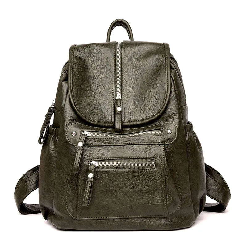 Women's High-quality Leather Backpack Vintage Women's Shoulder Bags Women's Travel Backpack Backpacks women's Schoolbags 2024