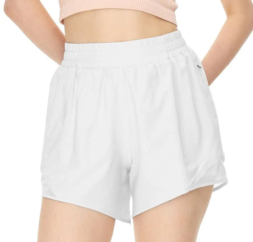 Women's Hot Sporty Shorts With Running Shorts Fake Two Pieces Pants 4”