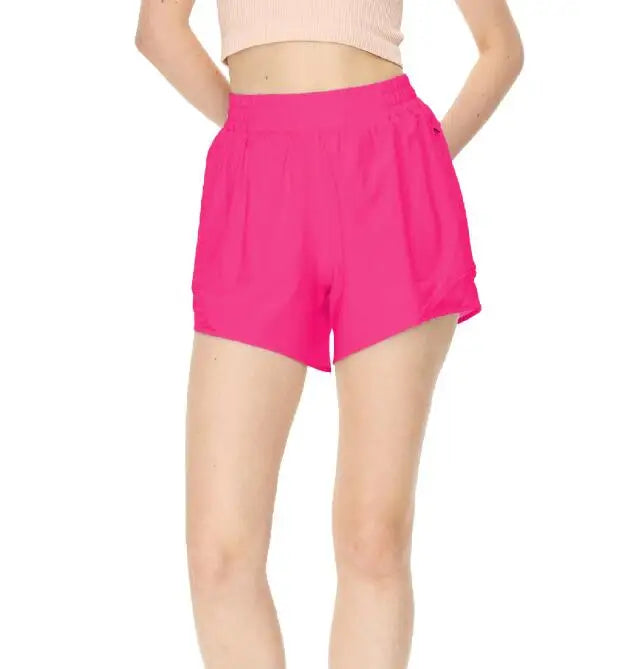 Women's Hot Sporty Shorts With Running Shorts Fake Two Pieces Pants 4”
