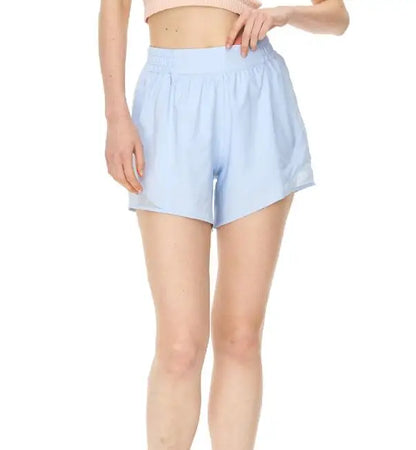 Women's Hot Sporty Shorts With Running Shorts Fake Two Pieces Pants 4”