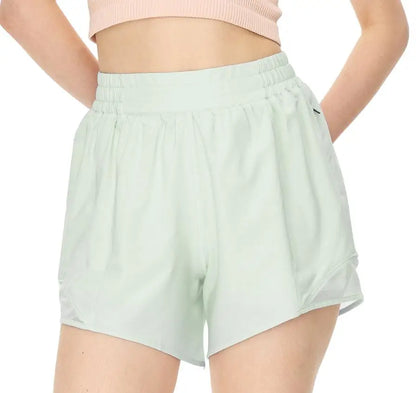 Women's Hot Sporty Shorts With Running Shorts Fake Two Pieces Pants 4”