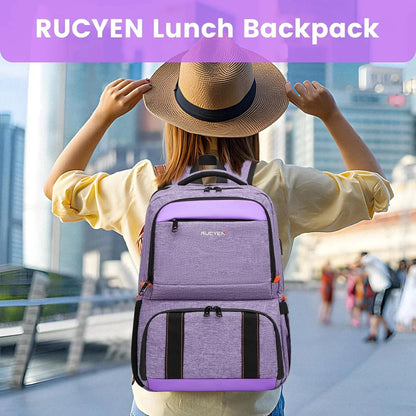 Women's Insulated Cooler Lunch Box 15.6 Inch Shielded Laptop Backpack with USB for Work Travel Picnic