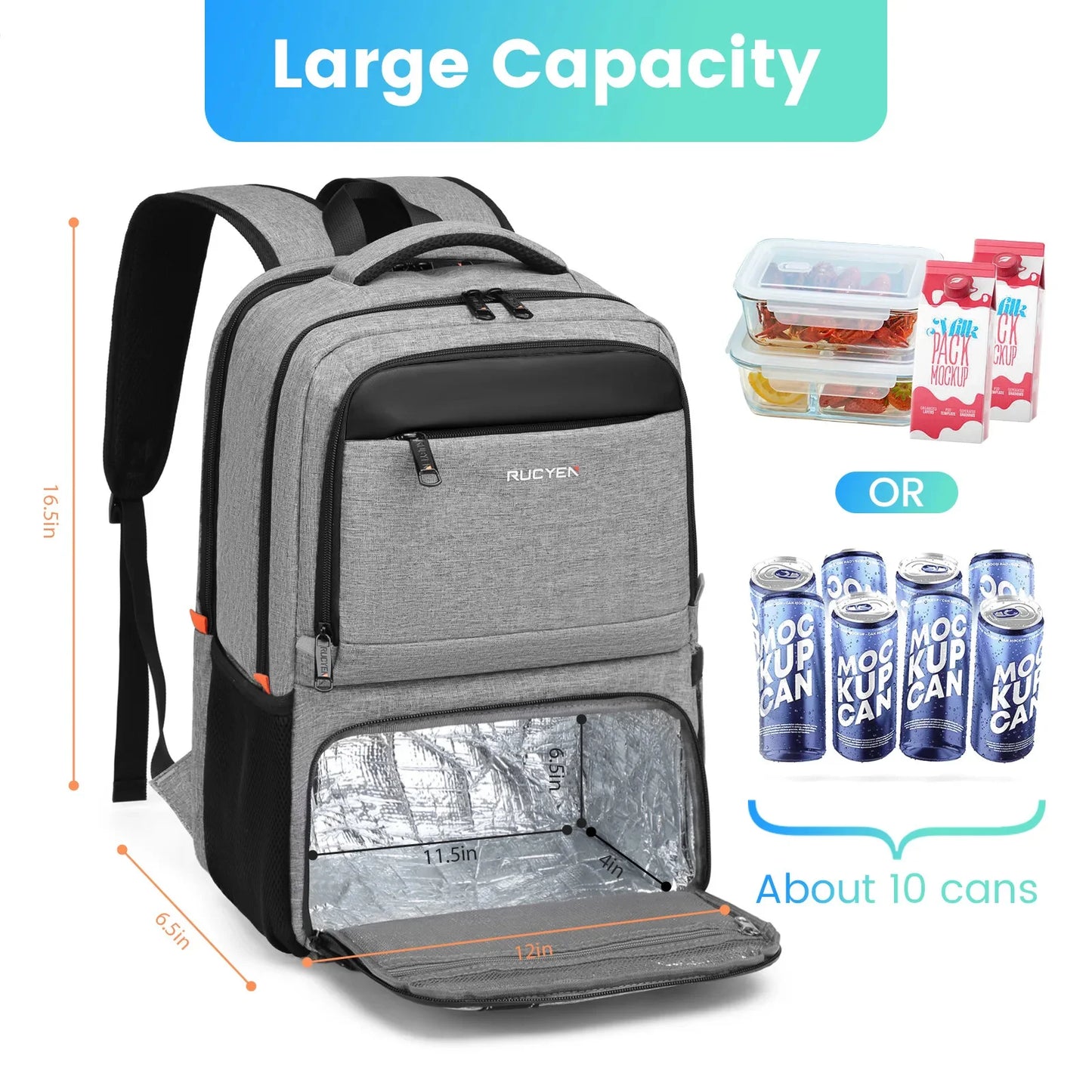 Women's Insulated Cooler Lunch Box 15.6 Inch Shielded Laptop Backpack with USB for Work Travel Picnic