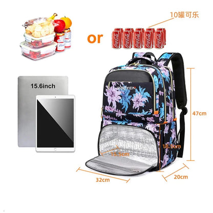 Women's Insulated Cooler Lunch Box 15.6 Inch Shielded Laptop Backpack with USB for Work Travel Picnic