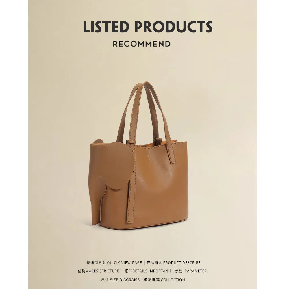 Women's Large Capacity 2024 New Genuine Leather Women's Bag Tote Bag Women's Handheld Crossbody Bag