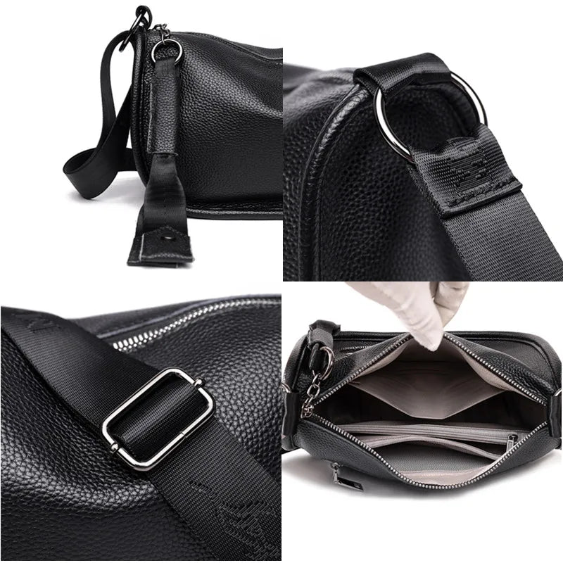 Women's Large Capacity Genuine Leather Shoulder Messenger Bags Luxury Cowhide Women Handbags Designer Female Crossbody Tote Sac