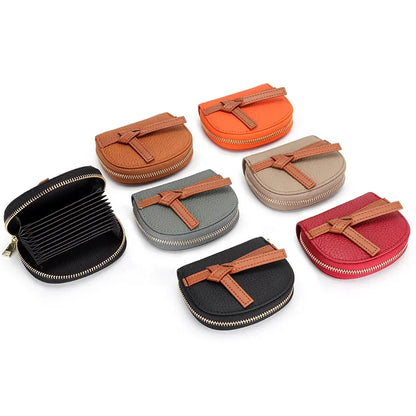 Women's Leather High Texture Zipper Holder 2024 New Color Contrast Multi-card Slot Credit Card Coin Purse