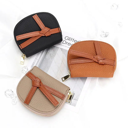 Women's Leather High Texture Zipper Holder 2024 New Color Contrast Multi-card Slot Credit Card Coin Purse