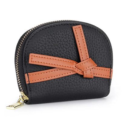 Women's Leather High Texture Zipper Holder 2024 New Color Contrast Multi-card Slot Credit Card Coin Purse
