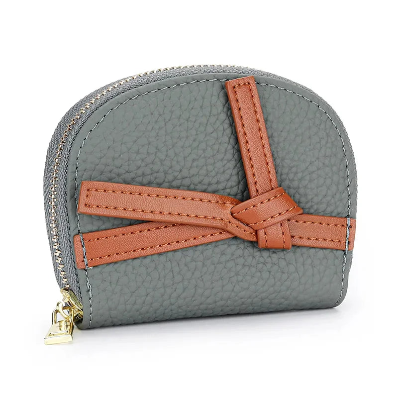 Women's Leather High Texture Zipper Holder 2024 New Color Contrast Multi-card Slot Credit Card Coin Purse