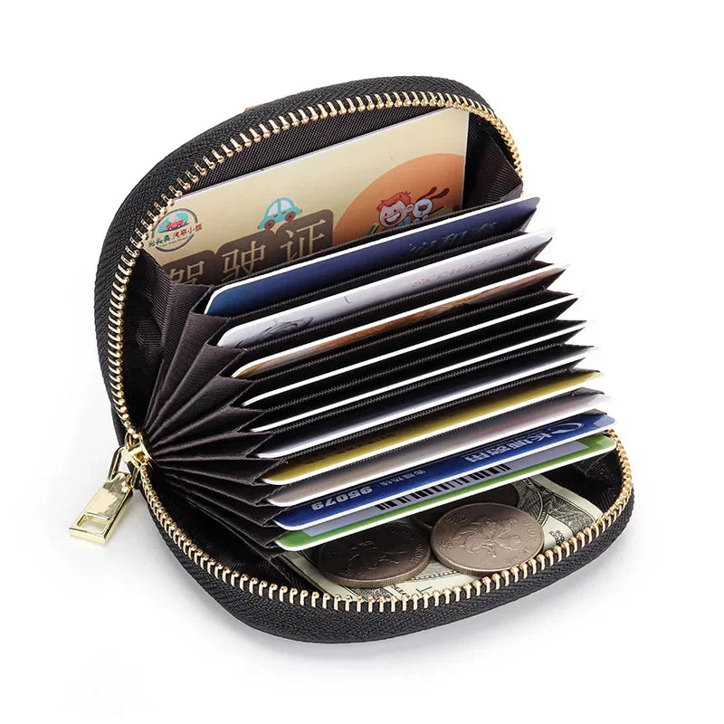Women's Leather High Texture Zipper Holder 2024 New Color Contrast Multi-card Slot Credit Card Coin Purse