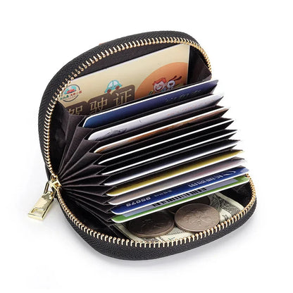 Women's Leather High Texture Zipper Holder 2024 New Color Contrast Multi-card Slot Credit Card Coin Purse